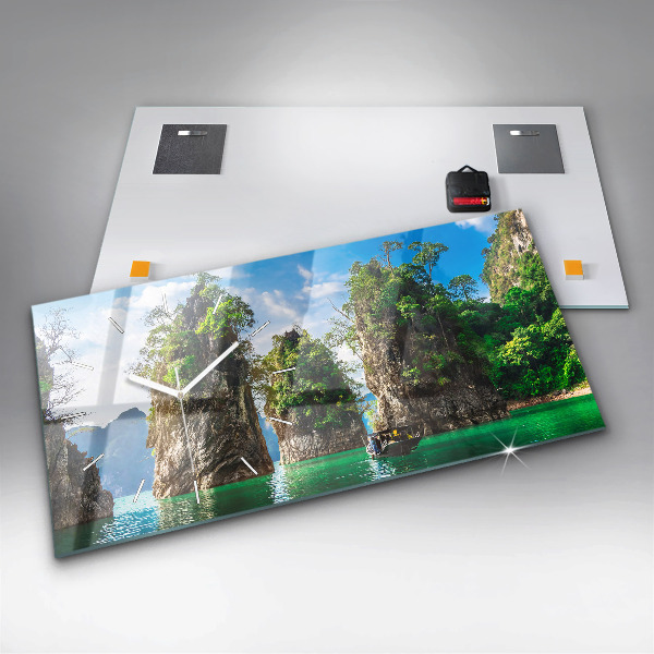 Horizontale Uhr mit motiv See der Natur Bäume