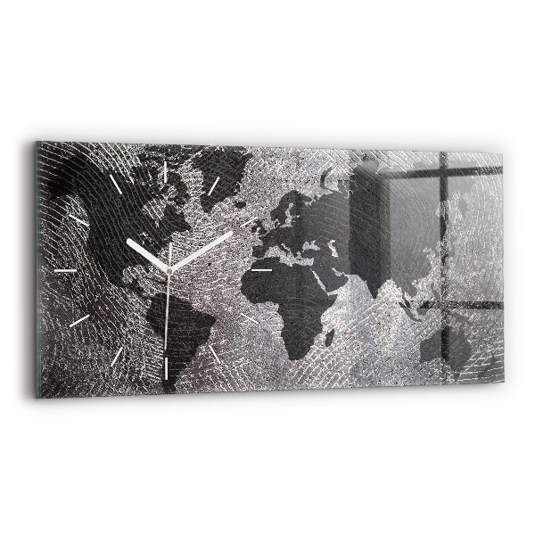 Horizontale Uhr mit motiv Weltkarte Beton