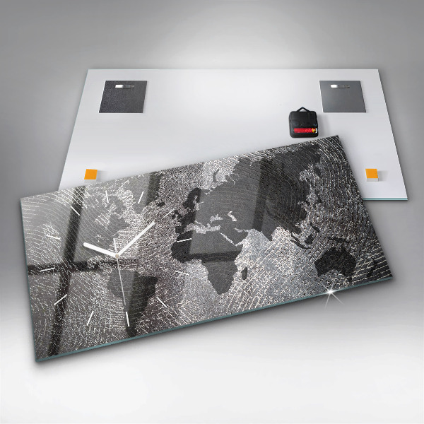 Horizontale Uhr mit motiv Weltkarte Beton