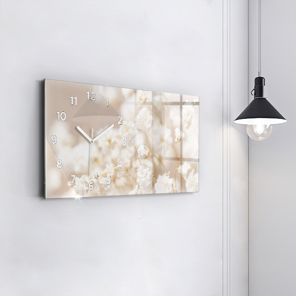 Horizontale Uhr mit motiv Kleine weiße Blumen