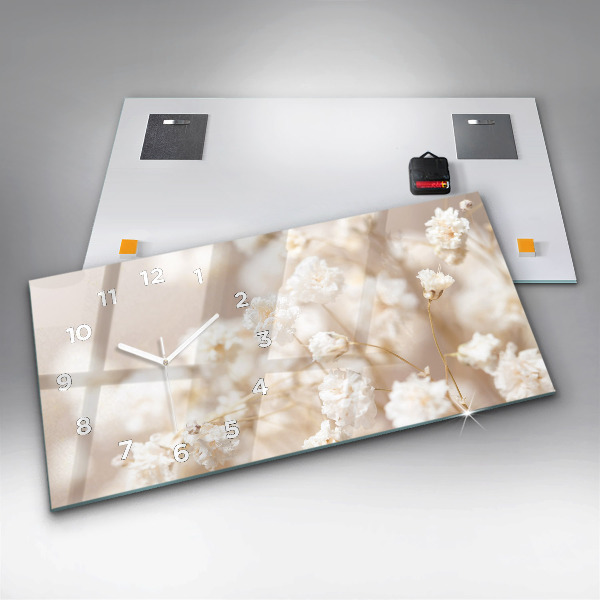 Horizontale Uhr mit motiv Kleine weiße Blumen