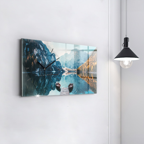 Horizontale Uhr mit motiv Boote auf einem See