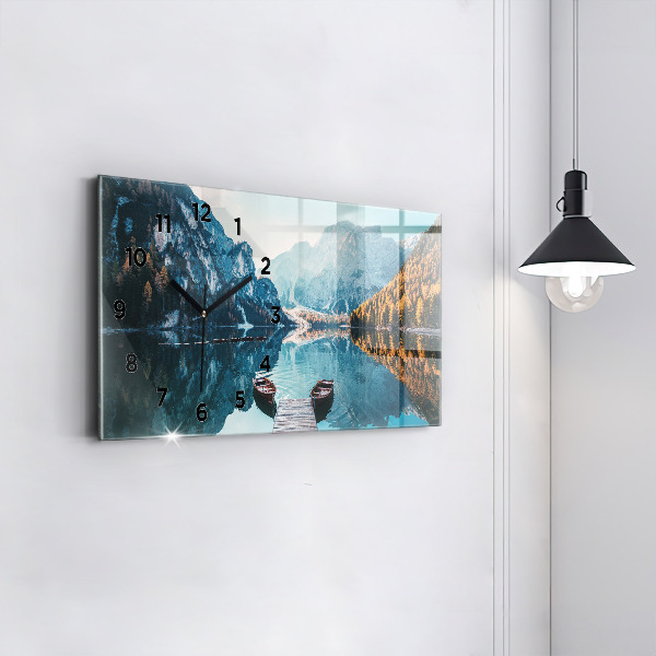 Horizontale Uhr mit motiv Boote auf einem See