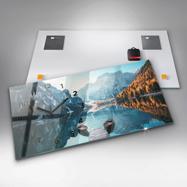 Horizontale Uhr mit motiv Boote auf einem See