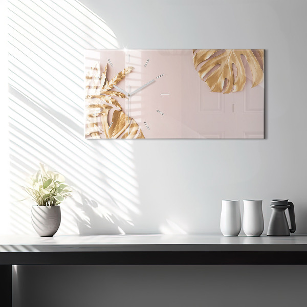 Horizontale Uhr Goldene tropische Blätter