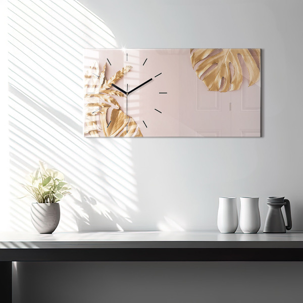 Horizontale Uhr Goldene tropische Blätter