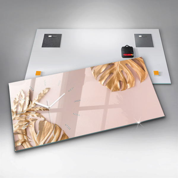 Horizontale Uhr Goldene tropische Blätter