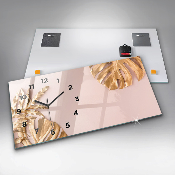 Horizontale Uhr Goldene tropische Blätter