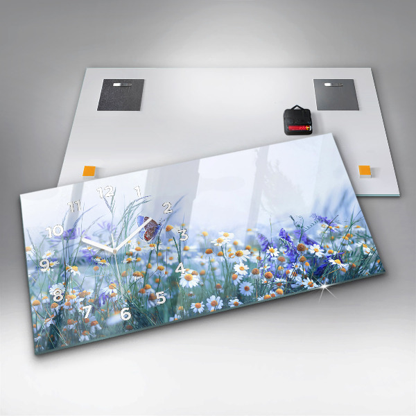 Horizontale Uhr mit motiv Schmetterling auf einer Wiese