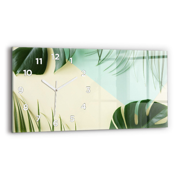 Horizontale Uhr mit motiv Monstera-Blätter
