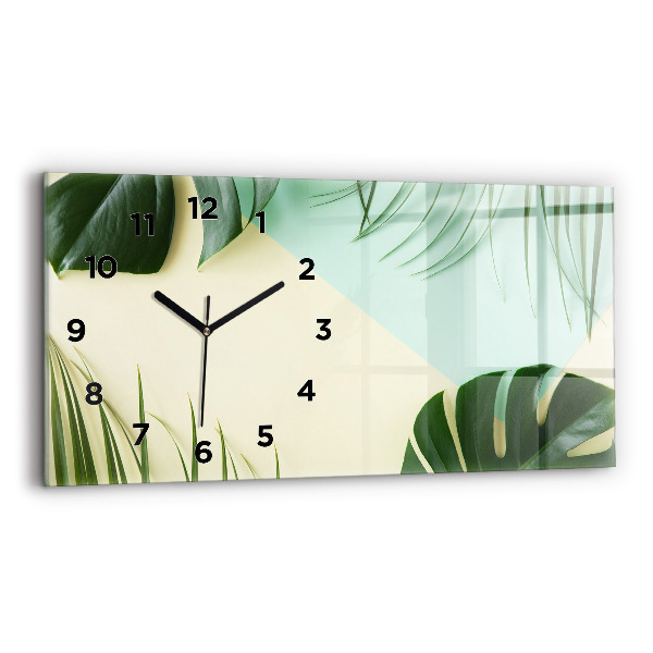 Horizontale Uhr mit motiv Monstera-Blätter