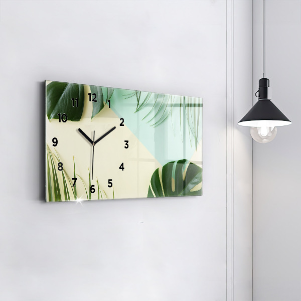 Horizontale Uhr mit motiv Monstera-Blätter