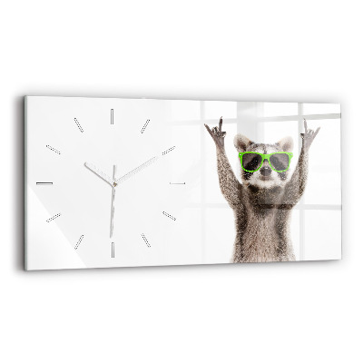 Horizontale Uhr mit motiv Waschbär mit Brille