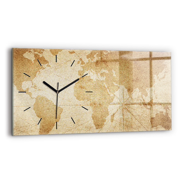 Horizontale Uhr mit motiv Vintage-Weltkarte