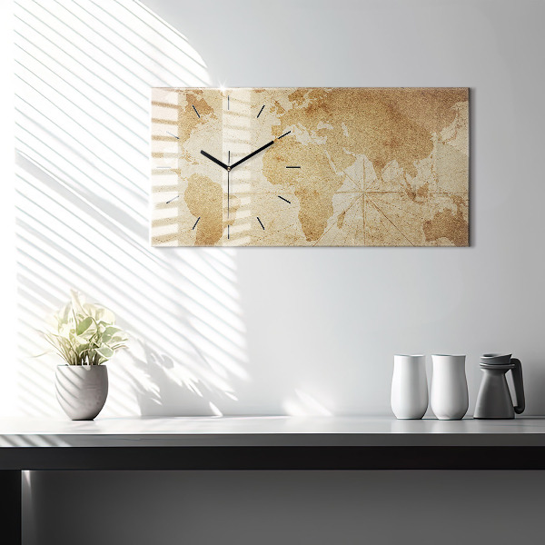 Horizontale Uhr mit motiv Vintage-Weltkarte