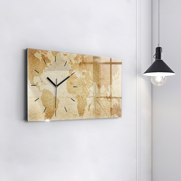 Horizontale Uhr mit motiv Vintage-Weltkarte