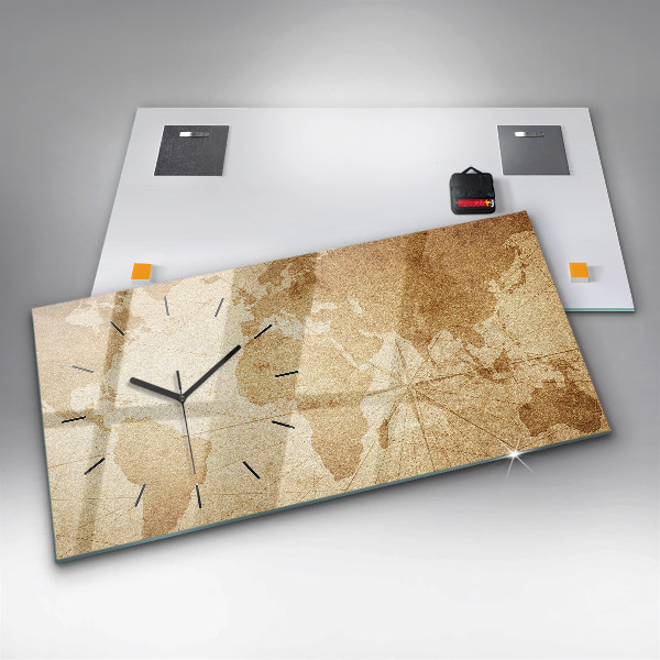 Horizontale Uhr mit motiv Vintage-Weltkarte