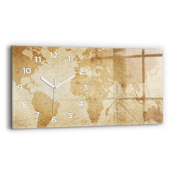 Horizontale Uhr mit motiv Vintage-Weltkarte