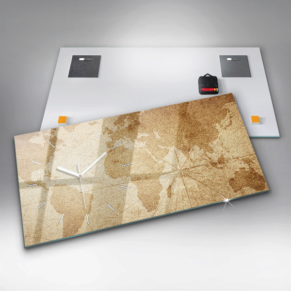 Horizontale Uhr mit motiv Vintage-Weltkarte