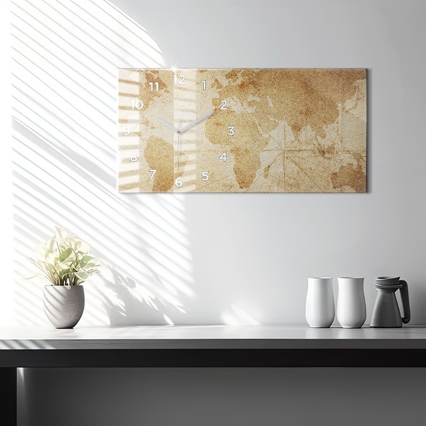 Horizontale Uhr mit motiv Vintage-Weltkarte