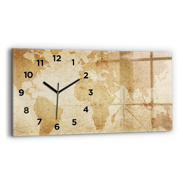 Horizontale Uhr mit motiv Vintage-Weltkarte