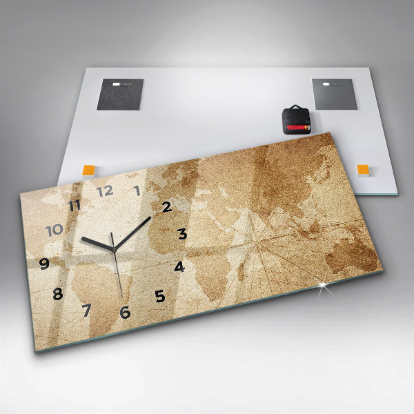 Horizontale Uhr mit motiv Vintage-Weltkarte