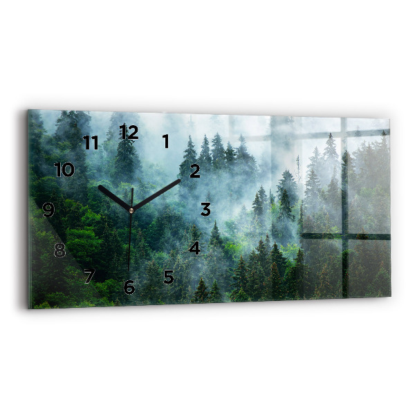 Horizontale Uhr mit motiv Nebliger Wald