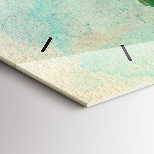 Horizontale Uhr mit motiv Aquarell Weltkarte