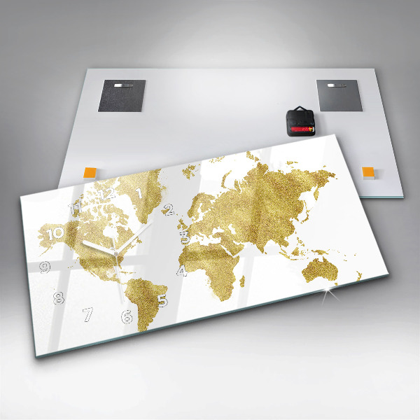 Horizontale Uhr Goldene Weltkarte