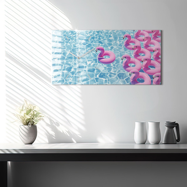 Horizontale Uhr mit motiv Aufblasbare Flamingos
