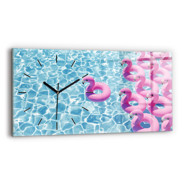 Horizontale Uhr mit motiv Aufblasbare Flamingos