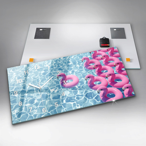 Horizontale Uhr mit motiv Aufblasbare Flamingos