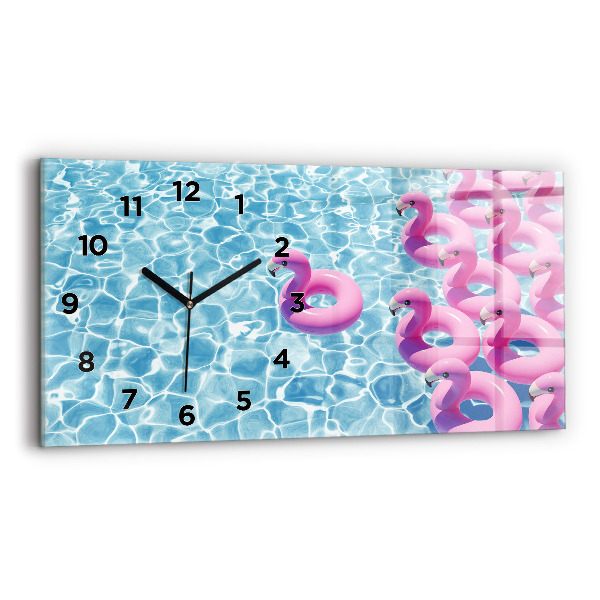 Horizontale Uhr mit motiv Aufblasbare Flamingos