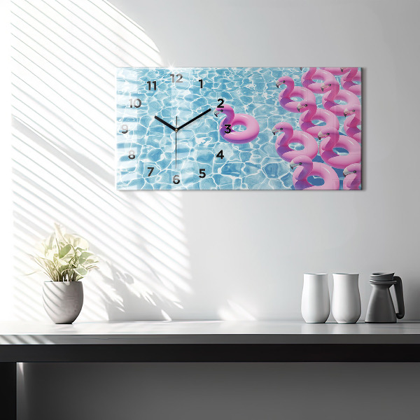 Horizontale Uhr mit motiv Aufblasbare Flamingos
