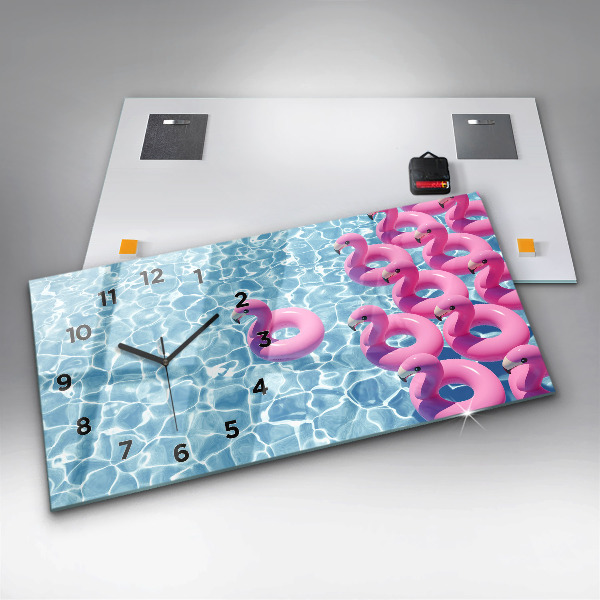 Horizontale Uhr mit motiv Aufblasbare Flamingos