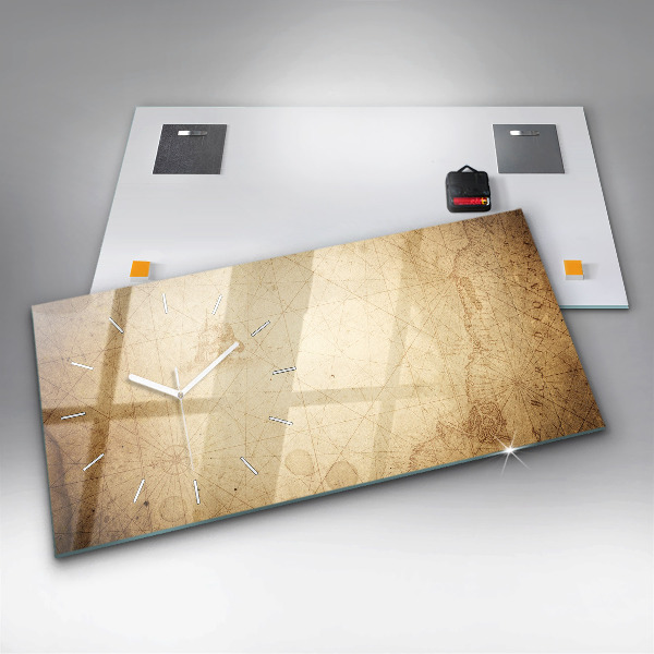 Horizontale Uhr mit motiv Alte Weltkarte