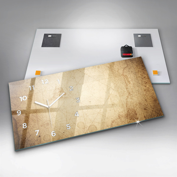 Horizontale Uhr mit motiv Alte Weltkarte