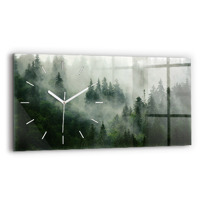 Horizontale Uhr mit motiv Nebliger Wald