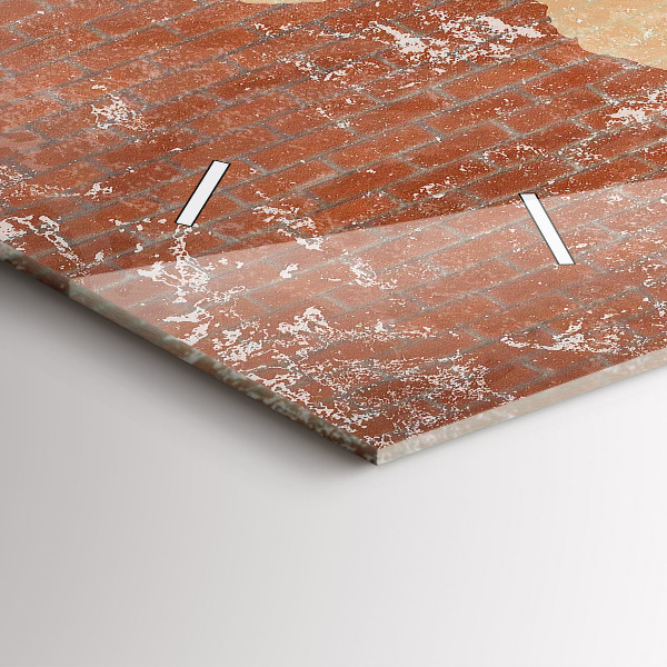 Horizontale Uhr Weltkarte auf einem Ziegelstein