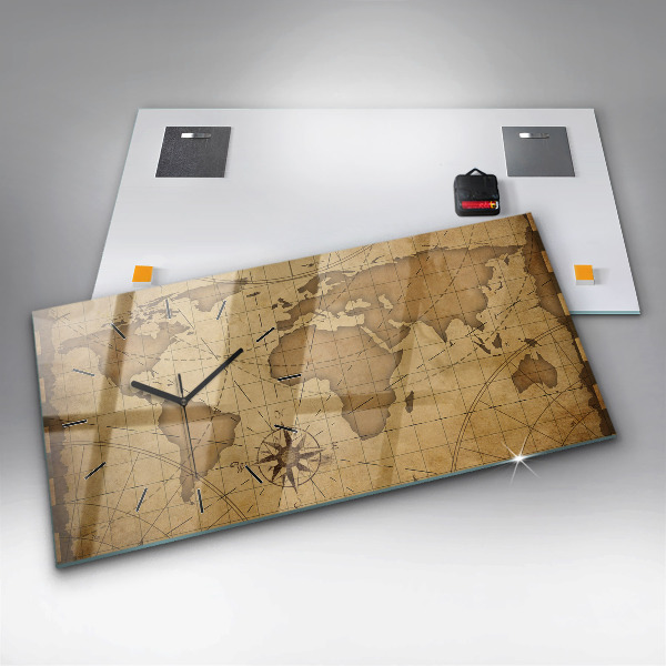 Horizontale Uhr mit motiv Alte Weltkarte