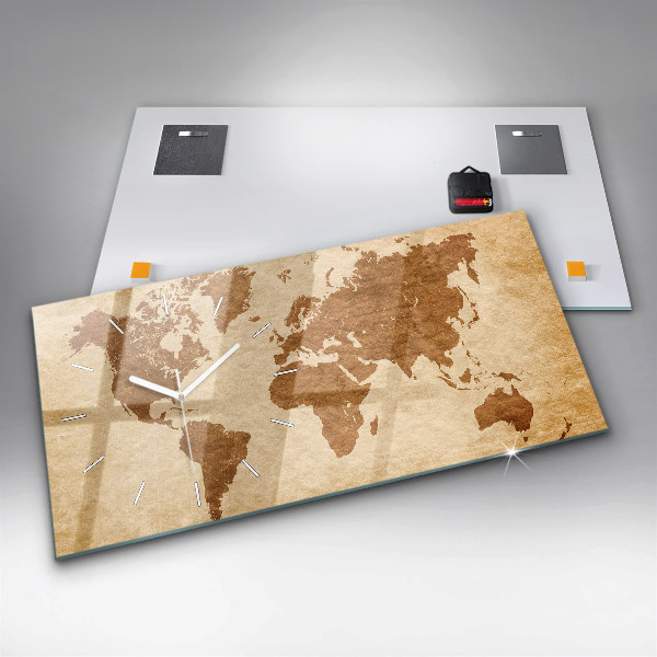 Horizontale Uhr mit motiv Weltkarte im alten Stil