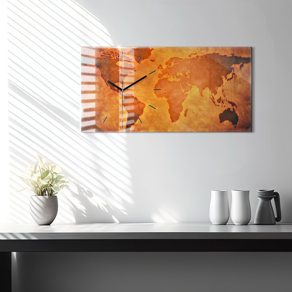 Horizontale Uhr mit motiv Große Weltkarte