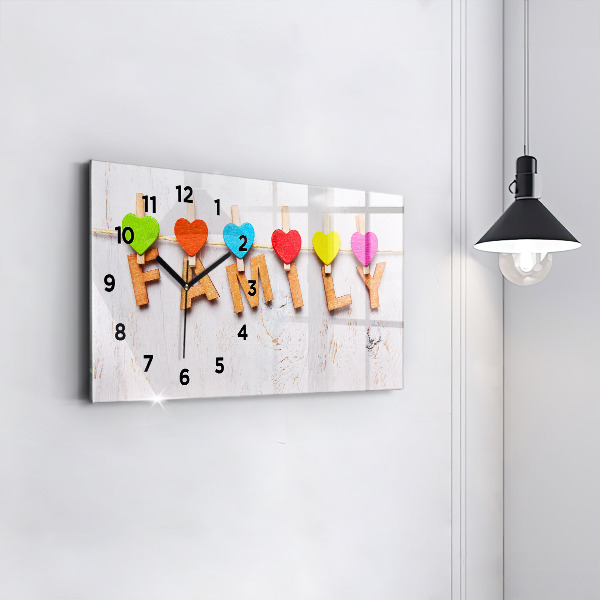 Horizontale Uhr mit motiv Familieninschrift