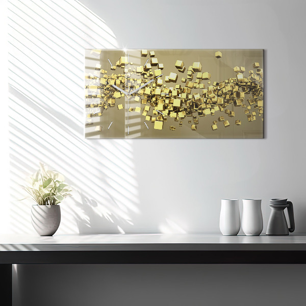Horizontale Uhr mit motiv Goldene Quadrate