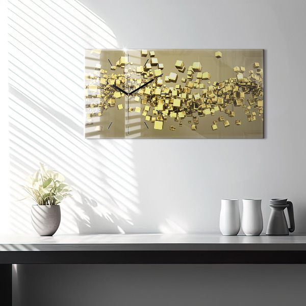 Horizontale Uhr mit motiv Goldene Quadrate