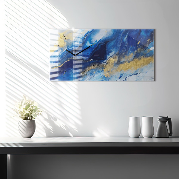 Horizontale Uhr Blaue Murmel