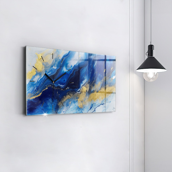 Horizontale Uhr Blaue Murmel