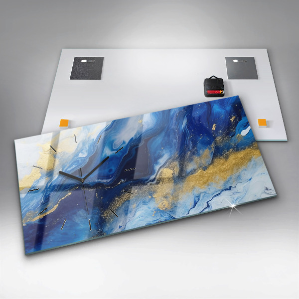 Horizontale Uhr Blaue Murmel