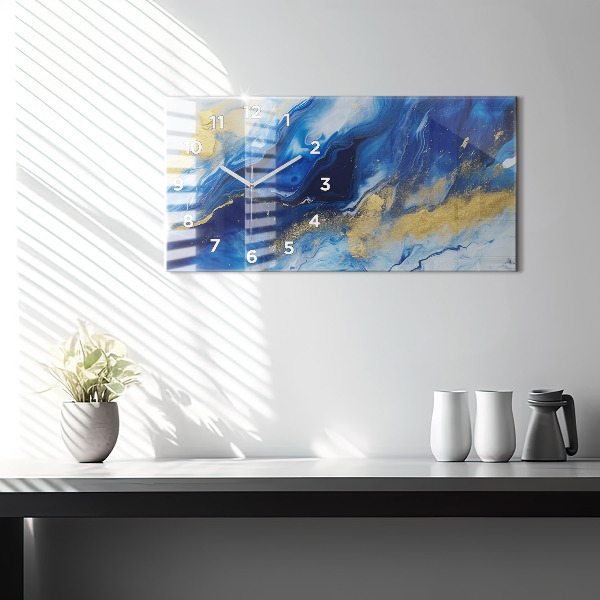 Horizontale Uhr Blaue Murmel