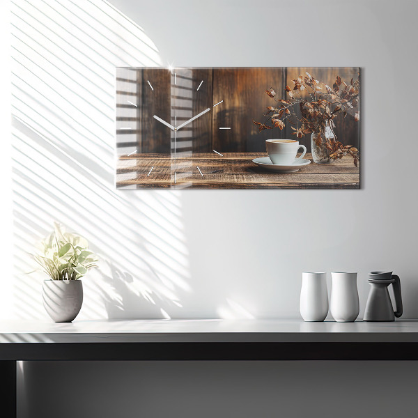 Horizontale Uhr mit motiv Tasse Kaffee